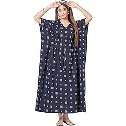 Tout ENESMLE Women's Cotton Kaftan Nighty Maxi Gown – Comfortable Loose-Fit Sleepwear with Stylish Prints, Lightweight & Breathable – Perfect for Lounge & Sleep-picture-27