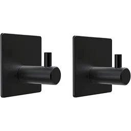 Towel Hooks for Bathroom, Heavy Duty Robe Hook for Hanging Coat, Hat, Towel, Strong Adhesive Shower Hook, Black, Pack of 2-picture-18