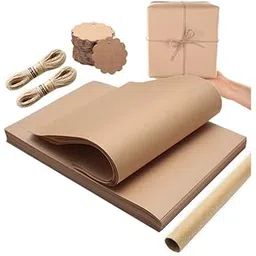 TOWNBUS 100 GSM Kraft Paper - 45 X 60 cm | Pack of 20 Brown Wrapping Paper, 20 Tags & Jute Rope | Perfect for Gift Packing, Painting, Arts and Crafts and DIY.-image-7