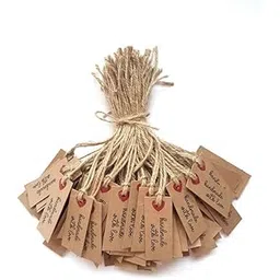 TOWNBUS - Handmade with Love | Small Craft Paper Tags for Gifts, Product Packaging pre-Tied with Jute Rope D1 (100 nos)-image-4