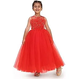 Toy Balloon Kids Red Full Length Girls Dress Gown-picture-12
