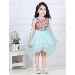 Toy Balloon kids Girls Blue Floral Net A-Line Dress-picture-18