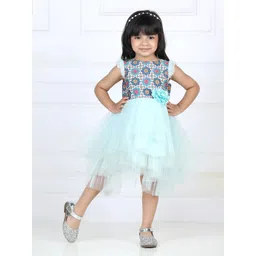 Toy Balloon kids Girls Floral Printed Hi- Low Fit & Flare Net Dress-picture-58