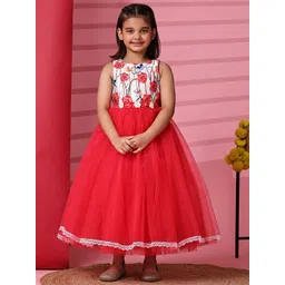 Toy Balloon kids Girls Floral Printed Net Fit & Flare Maxi Dress-picture-32