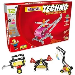 TOY FUN Toyfun Techno Basic, Age 8+ | Stem Mechanical And Educational DIY Toy Kit For Kids | Model Building Engineering Game For Kids | 12 Models | 95+ Metal And Plastic Puzzle Pieces | Multicolor-picture-19