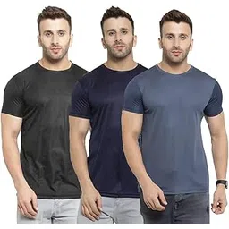 TQH Men Dri Fit Polyester Half Sleeve Round Neck Multicolor T-Shirts - Pack of 3-picture-38