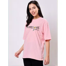 TQH Pack Of 2 Typography Printed Drop Shoulder Sleeves Cotton Oversized T-shirts-picture-34