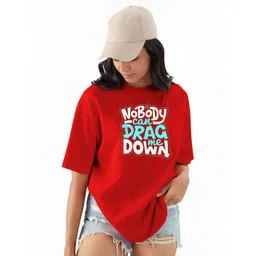 TQH Typography Printed Round Neck Cotton Oversized T-shirt-picture-32