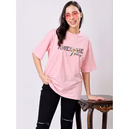 TQH Women Pack of 2 Typography Printed Round Neck Oversized T-shirts-picture-12