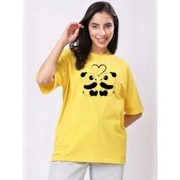 TQH Women Pack of 2 Typography Printed Round Neck Oversized T-shirts-picture-14