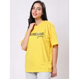 TQH Women Pack of 2 Typography Printed Round Neck Oversized T-shirts image 4