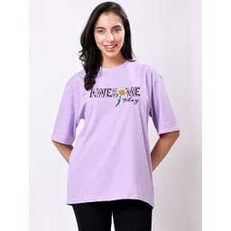 TQH Women Pack of 2 Typography Printed Round Neck Oversized T-shirts image 1