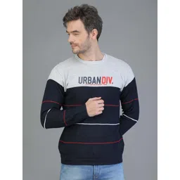 TQS Men Navy Blue CottonStriped Sweatshirt-picture-13