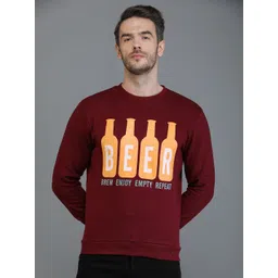 TQS Men Purple Printed  Round Neck Fleece Sweatshirt-picture-10