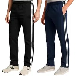 Track Pant/Trouser for Men Casual Jogging Gym Trouser Comfortable with 2 Side White Strip Line Design (Black & Blue)-picture-30