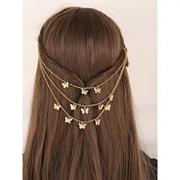 tracy 1pcs Hair Accessories Chain for Women and Girls, Bride Headwear, Clip Clamp Cuff Hairpin,Hair Wine, Hair Brooch, Hair Tiara, Hair Pins, Hair Clip, Juda Pins (GOLDEN)-picture-22