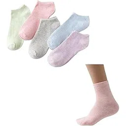 tradehub Girls Ankle Length Cotton Socks With Colourful Cute Colours Also for Women Low Cut Ankle socks Combo Pack of 5 Pairs-picture-15