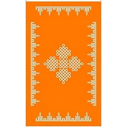 Traditional Backdrop Decoration Cloth for Pooja South Indian Kolam Back Drops Orange rangli, Size 5x8 feet(Cloth 53) kolam backdrops for Decoration Pooja-picture-25