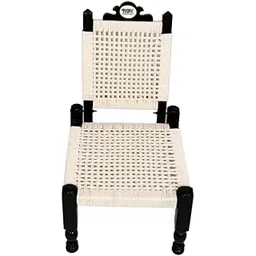 Traditional handicrafts White Colors Cotton Rope 15 inch Wooden Folding Chair khatli bajot Stool mudda pidda Indoor Outdoor Furniture-picture-12