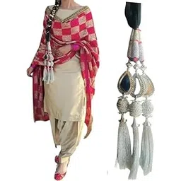 Traditional Punjabi Paranda for Women & Girls Handmade Hair Parandi Choti Bridal Wedding Braid Extension Ethnic Hair Accessory for Parties & Festivals Silver Paranda choti-picture-17