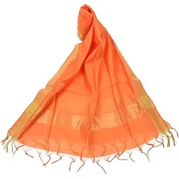Art Silk Solid Color Women Dupatta (Orange)-image-1