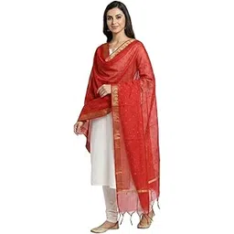traditions bazaar Women’s Banarasi Organza Silk Dupatta with Rich Gold Zari Border & Motifs-picture-17