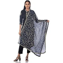 traditions bazaar Women's Gold Printed Chiffon Dupatta (2.25 Meters)-picture-39
