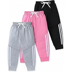 Trampoline Girls Pack of 3 Cotton Blend Trackpants | Soft & Stretchy Joggers with Side Stripes | Casual Wear Bottoms for Girls-picture-11
