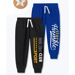 Trampoline Cotton Blend Pack Of 2 Cool Kids & Stay Humble Text Printed Track Pants - Blue & Black-picture-19