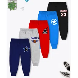 Trampoline Cotton Blend Pack Of 5 Legends 23 & Eagles 92 Text Printed Pajamas - Multi Colour-picture-20