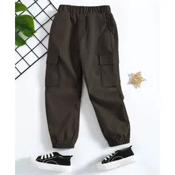 Trampoline Cotton Blend Solid Cargo Pants - Brown-picture-30