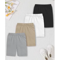 Trampoline Cotton Lycra Pack Of 4 Solid Cycling Sports Shorts - Multi Colour-image-22