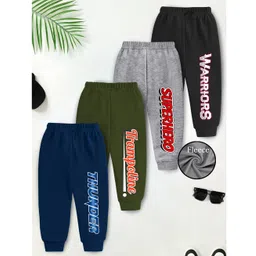 Trampoline Fleece Knit Pack Of 4 Thunder Superhero & Warriors Text Printed Pajamas - Multi Colour-image-19