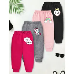 Trampoline Fleece Knit Pack Of 4 Unicorn Clouds & Rainbow Printed Pajamas - Multi Colour-image-20