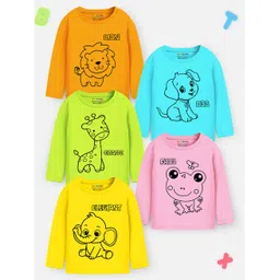 Trampoline Pack Of 5 Full Sleeves Animals Printed Tees - Multi Colour-image-42