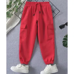Trampoline Terry Knit Solid Cargo Joggers - Red-picture-29
