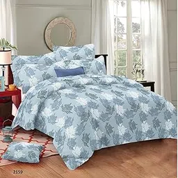 Trance Home Linen 100% Cotton Printed Zippered Single Size Duvet/Blanket/Quilt Cover | Comforter/Razai Cover | 60 x 92 Inch Fern Paradise Blue-picture-16
