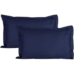 Trance Home Linen 200 TC 100% Cotton Large Size 20x30 inch Satin Stripe Pillow Covers | Pillow Cases | Set of 2 Piece Pillow Covers only |Large Size (Navy Blue, 20 X 30 inch)-picture-28
