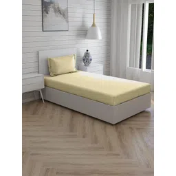 Trance Home Linen Beige 300 TC Pure Cotton Fitted Single Bedsheet With 1 Pillow Cover-picture-13
