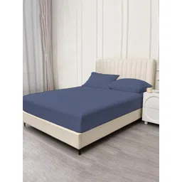 Trance Home Linen Blue 400 TC Cotton Single Bedsheet with 1 Pillow Covers-image-42