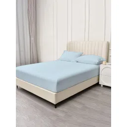 Trance Home Linen Blue 400 TC King Fitted Bedsheet with 2 Pillow Covers-picture-26