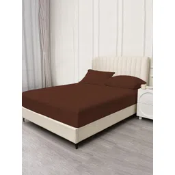 Trance Home Linen Brown 400 TC Cotton Queen Bedsheet with 2 Pillow Covers-picture-37