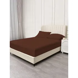 Trance Home Linen Brown 400 TC Queen Fitted Bedsheet with 2 Pillow Covers-picture-23