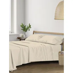 Trance Home Linen Cream Cotton 400 TC King Bedsheet Set-2.74 m x 2.74 m-picture-22