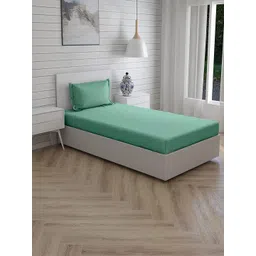 Trance Home Linen Green 300 TC Pure Cotton Fitted Single Bedsheet With 1 Pillow Cover-picture-19