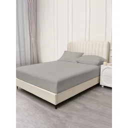 Trance Home Linen Grey 400 TC Cotton Queen Bedsheet with 2 Pillow Covers-picture-41