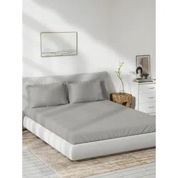 Trance Home Linen Grey Bamboo Cotton 300 TC Fitted Single Bedsheet Set-1.98 m x 1.22 m-picture-24