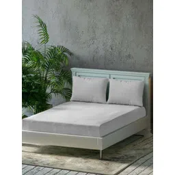 Trance Home Linen Grey Pure Cotton 300 TC Queen Size Bedsheet Set 1.90 m x 1.82 m-picture-18
