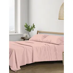 Trance Home Linen Peach-Coloured 400 TC King Bedsheet with 2 Pillow Covers-picture-31