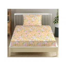 Trance Home Linen Printed Bedsheet Single Flat with 1 Pillow Cover - Green Vintage Woods-picture-13